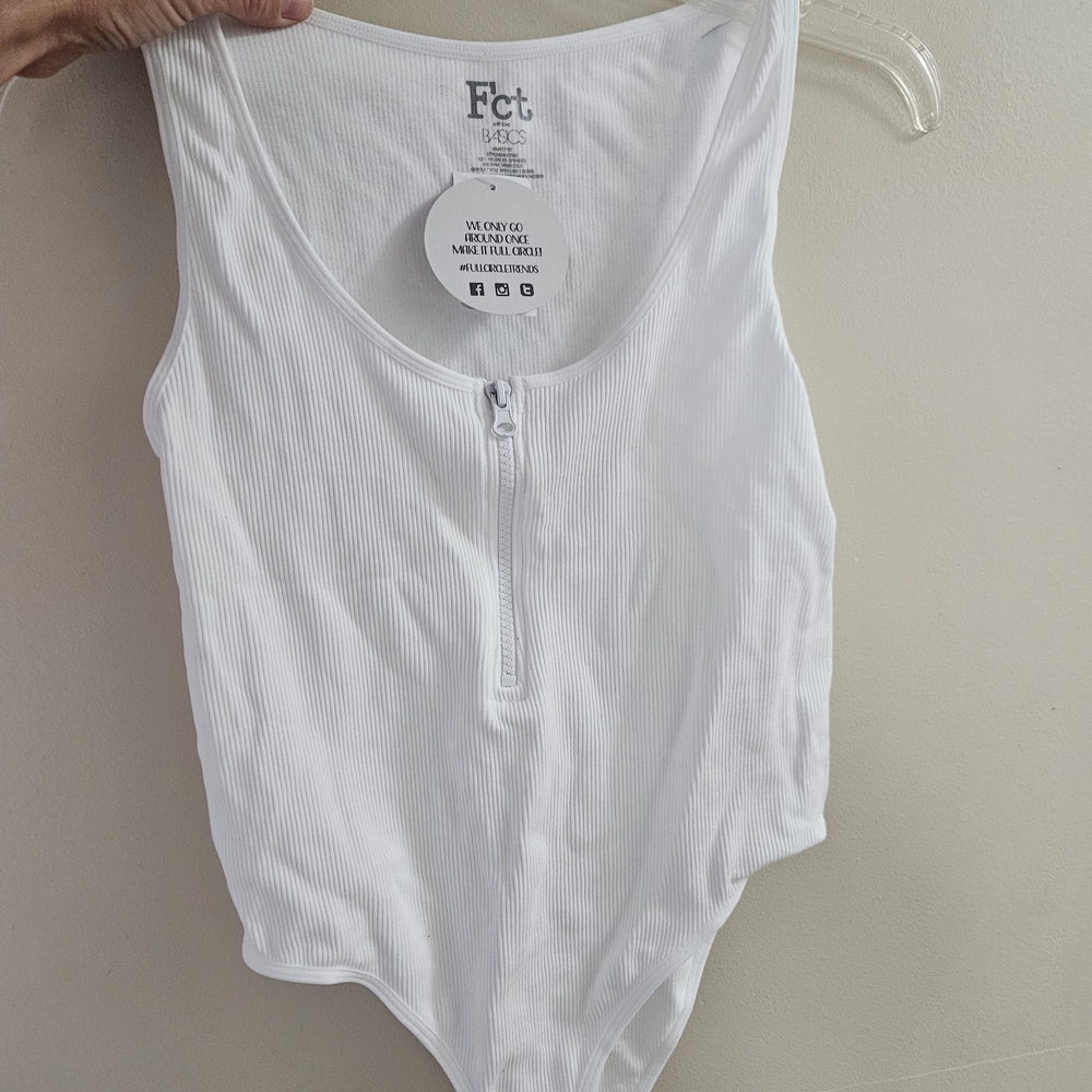 Asics White Ribbed Bodysuit